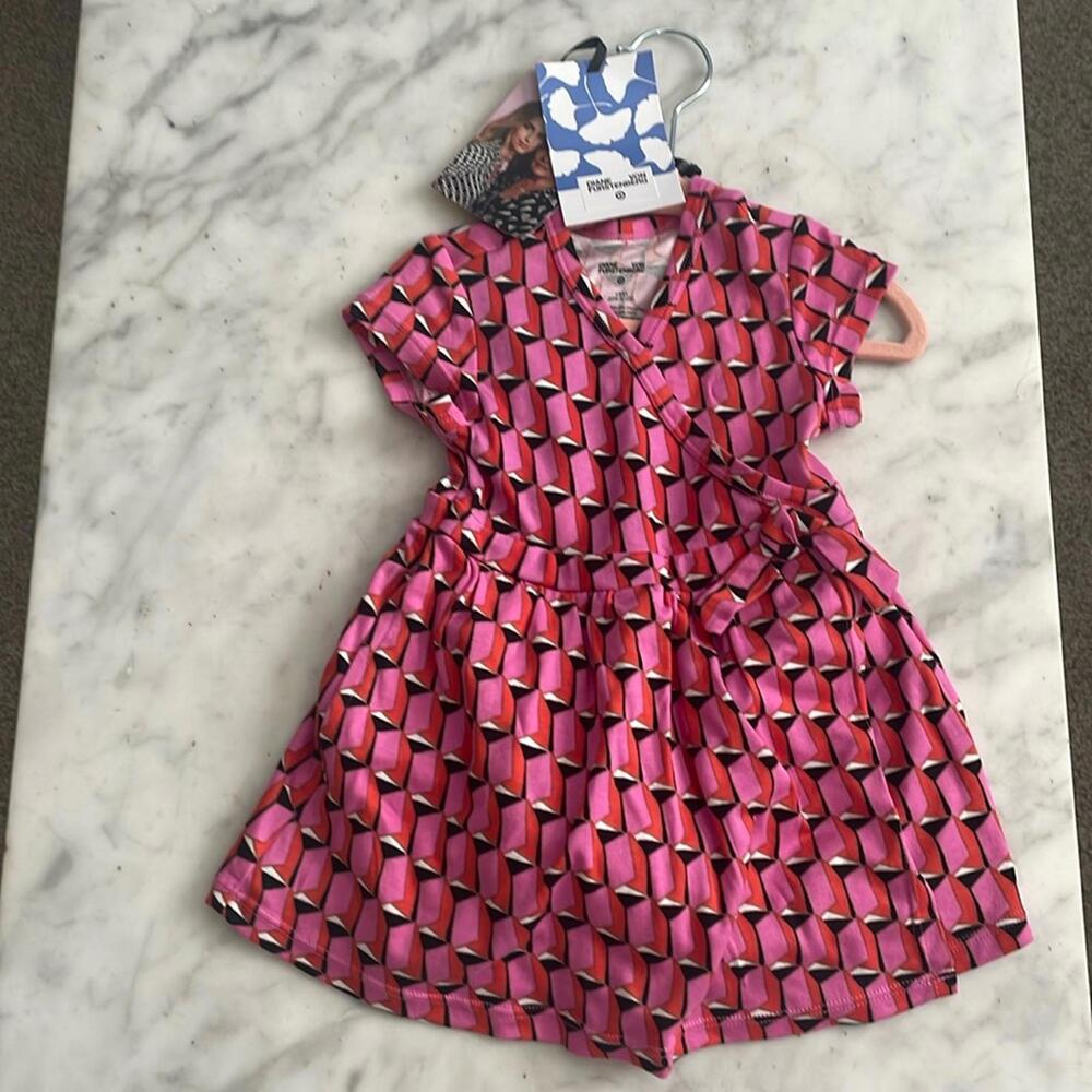Mini Boden Girls' Pink Geometric Pattern Dress